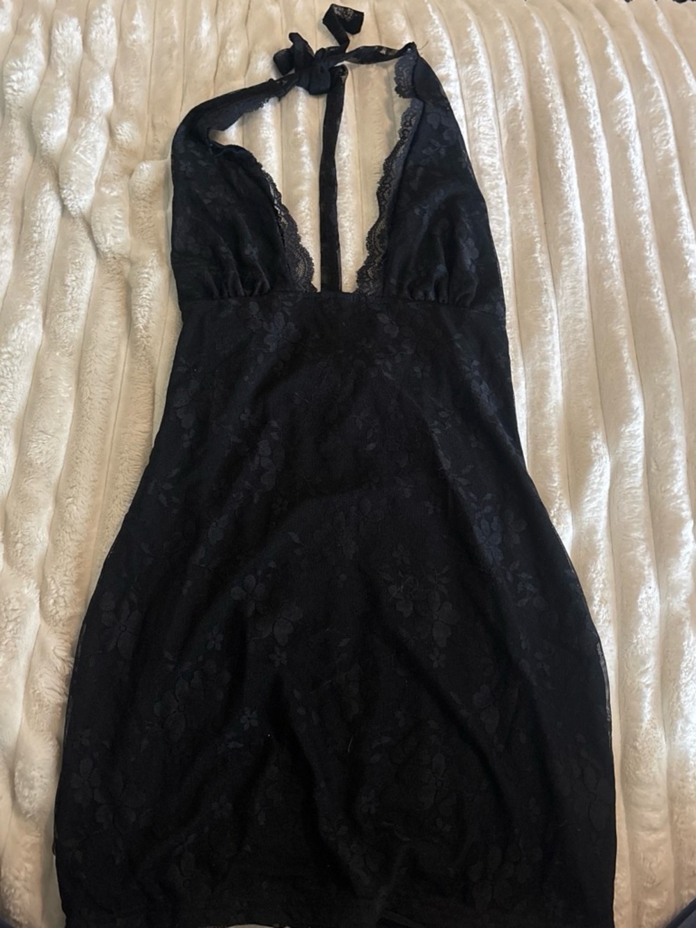 Black Lace Halter Chemise Slip